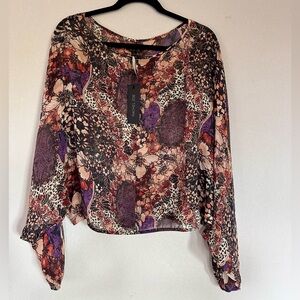 RACHEL ZOE Floral Silk Dolman Sleeve Blouse